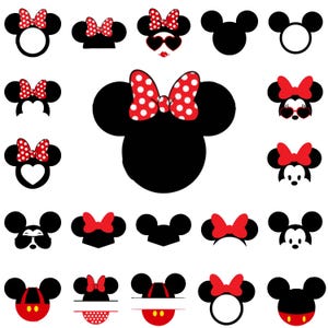 Mickey and Minnie SVG Bundle, Mouse Ears & Hat Outline, Magical Vacation Shirt Design, Cricut Laser Cut Files, Instant Download PNG SVG