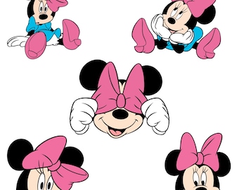Pacote SVG da Minnie Mouse, Bolinhas de Laço, Cabeça de Minnie SVG, Aniversário SVG, Aniversário de Ratinho SVG, Ratinho Retrô SVG, Ratinho Clássico, Princesa SVG
