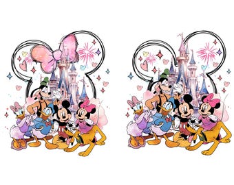 Mouse Castle Watercolor Png Bundle, Mouse Ear Castle Png, Magic Kingdom Png, Retro Colorful Castle Png, Sublimation Design Png, Sublimation