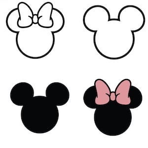 Mickey and Minnie Inspired SVG Bundle, Cartoon Shirt SVG, Mickey Minnie Ears, Mickey Minnie Mouse Outline, Mouse Bow, Instant Download