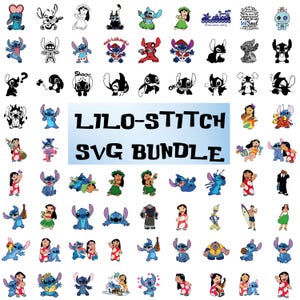Lilo and Stitch SVG PNG Bundle, Stitch and Angel Couple Clipart, Cricut Cut Files, Love Themed Sublimation Designs, Ohana Download