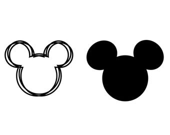 Mickey Head Outline SVG PNG, Solid Mouse Silhouette Clipart, Minimal Ears Cricut Files, Disney Family Trip Template, Digital Download