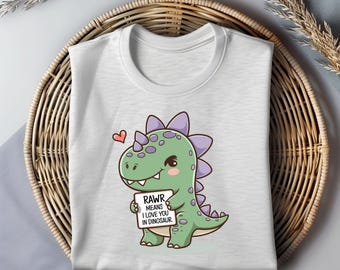 RAWR Means I Love You PNG, Cute Dinosaur Valentine Clipart, Funny Dino Love Quote Sublimation Design for Kids or Couples, Digital Download