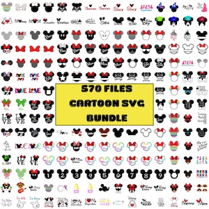 Mega Cartoon SVG Bundle, Mickey Minnie Svg Pack, Family Vacation Svg, Cartoon Love Quote Svg for Cricut and Silhouette, Instant Download