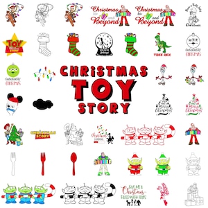 Toy Story Christmas SVG Bundle, Buzz Lightyear Alien Forky SVG for Cricut, Holiday Cartoon Clipart, Toy Story Christmas Cut Files Download