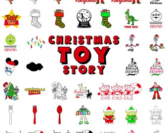 Toy Story Christmas SVG Bundle, Buzz Lightyear Alien Forky SVG for Cricut, Holiday Cartoon Clipart, Toy Story Christmas Cut Files Download