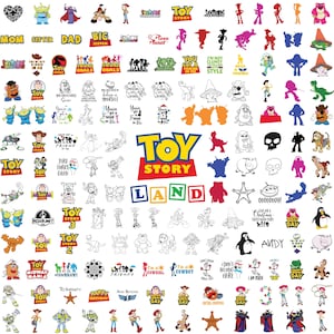 Può includere: Una collezione di illustrazioni colorate e in bianco e nero con personaggi del franchise Toy Story. Le illustrazioni includono Woody, Buzz Lightyear, Jessie, Rex, Mr. e Mrs. Potato Head, Slinky Dog, Hamm e molti altri. Le illustrazioni sono perfette per l'uso in progetti di artigianato, scrapbooking o come clipart digitale.