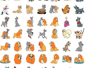 May include: A collection of 48 cartoon images featuring various dogs, cats, and other animals. The images are in a variety of poses and expressions, and they are all drawn in a simple, cartoon style.