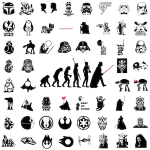 Pacchetto SVG di Star Wars, SVG di Star Wars, PNG di Star Wars, File SVG per Cricut, SVG di Darth Vader, SVG del Mandaloriano, Star Wars Cricut, File digitali
