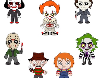 Mini Horror SVG Bundle, Halloween Horror Characters SVG, Horror Friends Svg for Cricut, Scary Movie Svg Files, Instant Digital Download