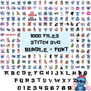 Lilo and Stitch SVG PNG Bundle, Stitch and Angel Couple Clipart, Cricut Cut Files, Love Themed Sublimation Designs, Ohana Font Download