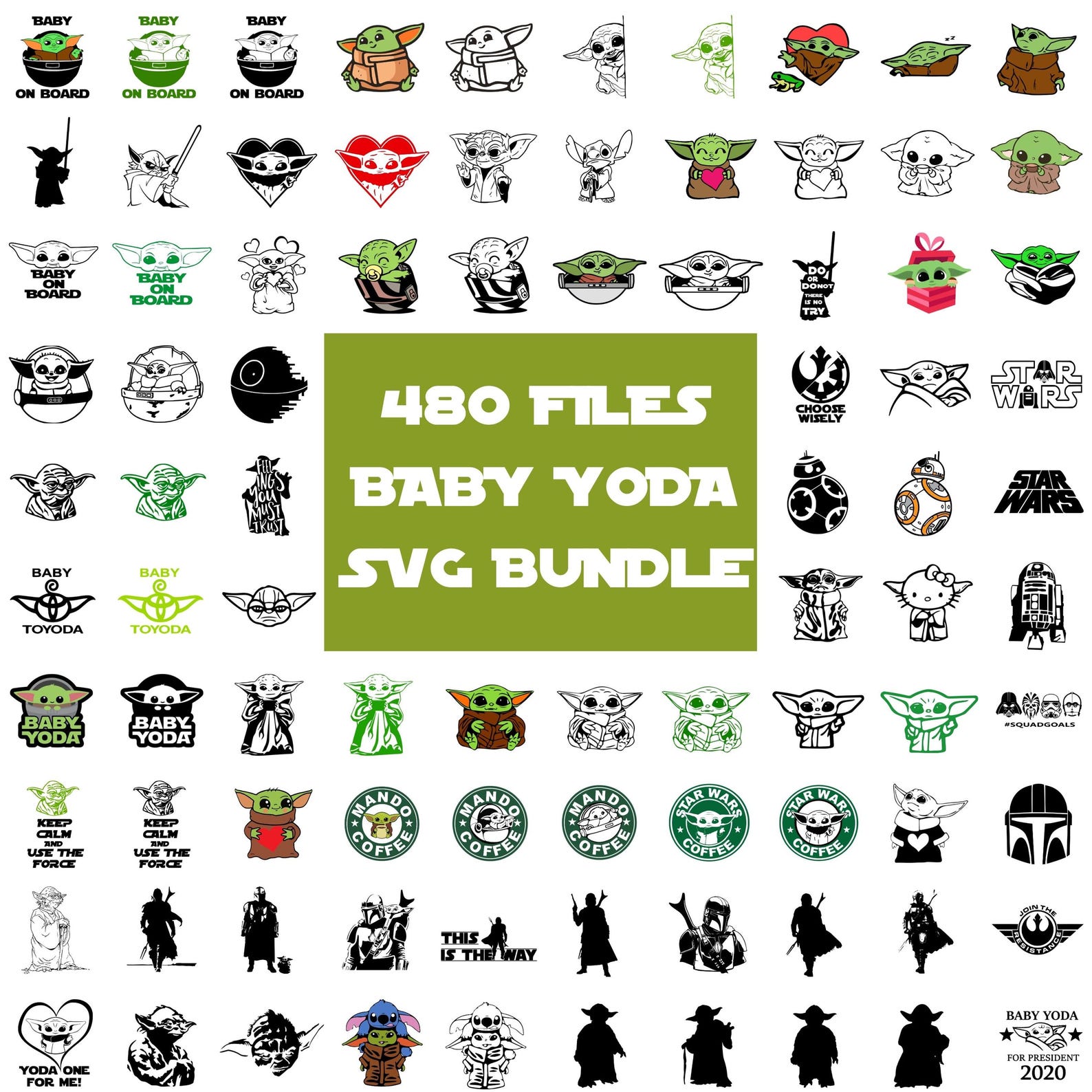 Grogoo Vector Baby Yoda SVG Bundle, Grogu SVG, the Mandalorian Clipart, Star Wars ...