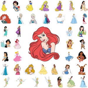 Princess Silhouette SVG Bundle, Tiana Rapunzel Snow White Svg Files, Frozen Princess Clipart for Cricut, Magical Girl Digital Download