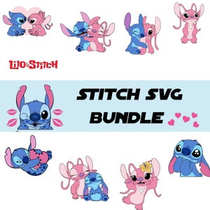 Stitch and Angel SVG Bundle, Stitch Couple Svg, Stitch Love Svg, Stitch Svg, Angel Svg, Stitch Angel Svg, Stitch With Angel Svg Png