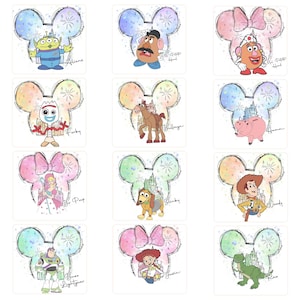 Toy Story Png Bundle, Woody Buzz Jessie Clipart Set, Castle Mickey Ears Watercolor Art, Cute Pastel Pixar Characters, Instant Download