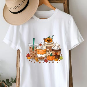Fall Coffee PNG Bundle, Pumpkin Spice Latte Sublimation Design, Halloween Boba Cup Art, Autumn Drink Clipart, Instant Download File