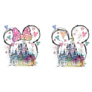 Watercolor Magical Kingdom Png, Mouse Ear Castle Png, Retro Colorful Castle Png, Sublimation Design Png, Magic Kingdom Png, Instant Download