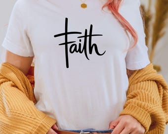Cruz da Fé PNG, Clipart de Tipografia Cristã, Design de Camiseta Religiosa, Arte de Sublimação Inspiradora, Download Digital Instantâneo