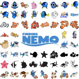 Finding Nemo SVG PNG Bundle, Nemo & Dory Clipart for Cricut, Ocean Friends Shirt Designs, Sublimation Files, Instant Download