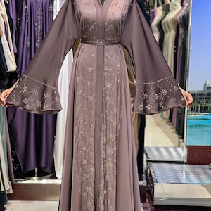 Elegant   Abaya, Evening Abaya, Eid, Ramadan, Wedding Abaya, Islamic Clothing, Muslimah, Dubai Abayas, brown colour Abaya
