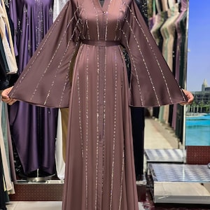Elegant   Abaya, Evening Abaya, Eid, Ramadan, Wedding Abaya, Islamic Clothing, Muslimah, Dubai Abayas, brown colour Abaya