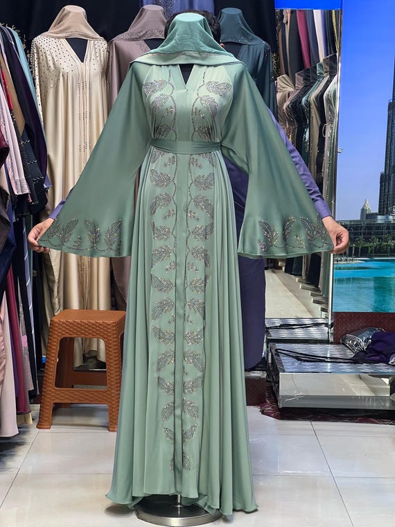 Elegant Abaya for Women - Luxury Dubai Style kaftan - Modest Long Dress with Embroidery - Occasion abaya set -Kaftan maxi long dress