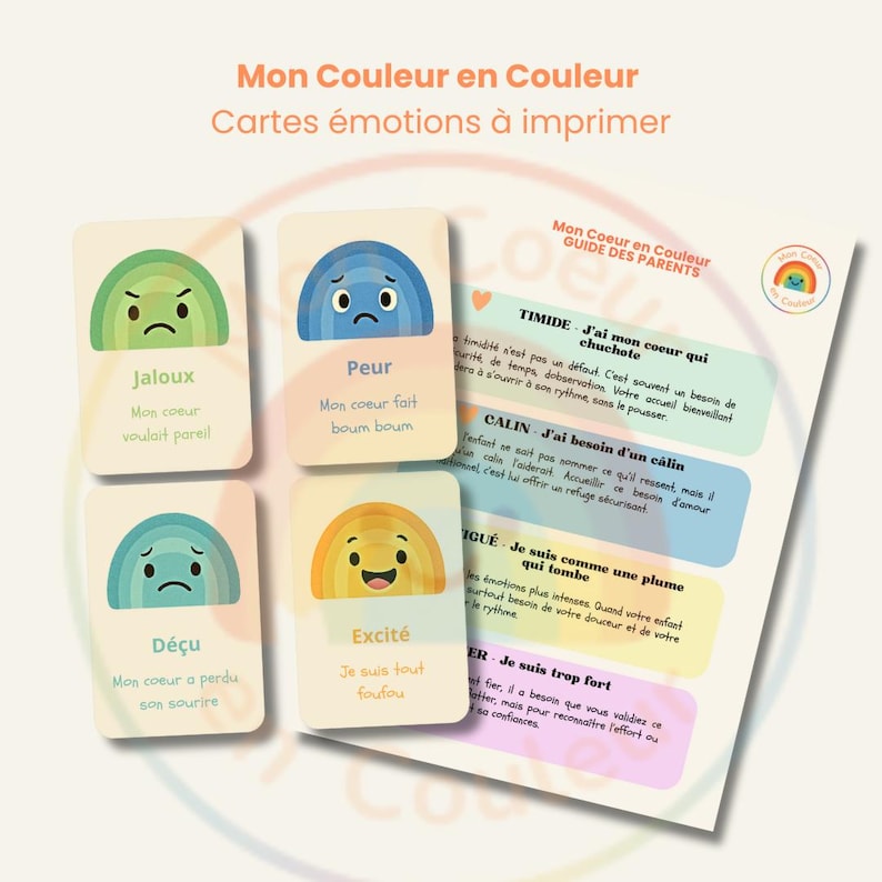 Cartes des Émotions à Imprimer avec toute la bienveillance d'un coeur de Parent (PDF + Guide) image 1