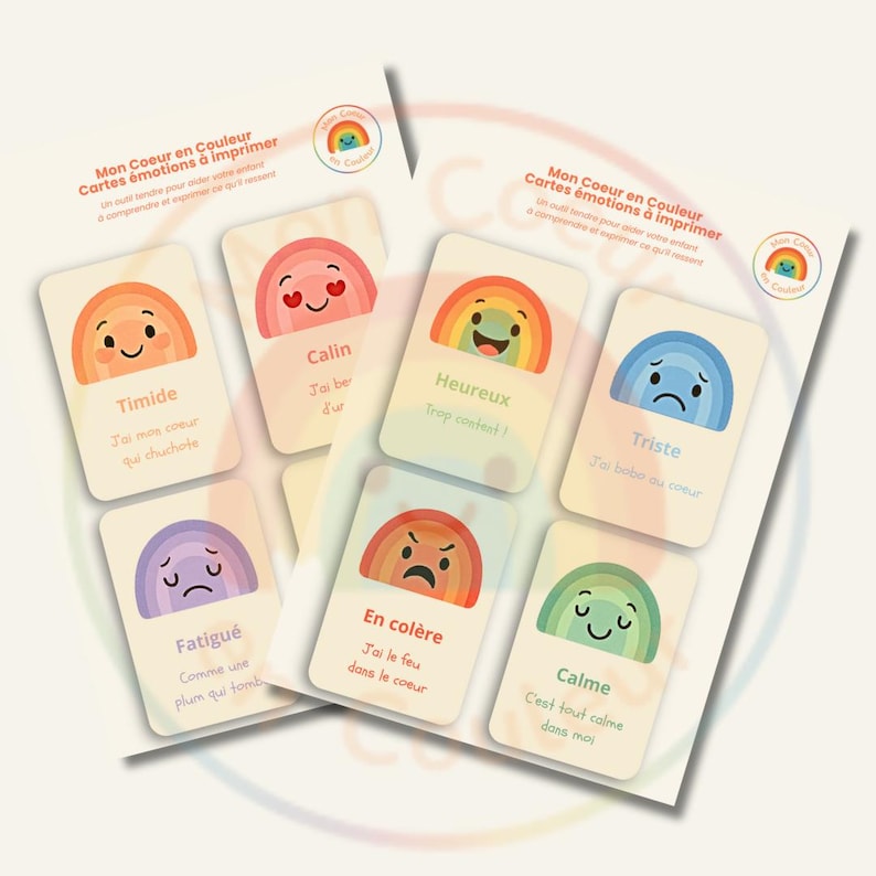 Cartes des Émotions à Imprimer avec toute la bienveillance d'un coeur de Parent (PDF + Guide) image 2
