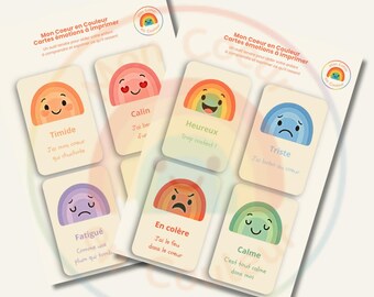 Cartes des Émotions - Kit imprimé pour enfants - Identifier, nommer, apaiser (Montessori, bienveillance)