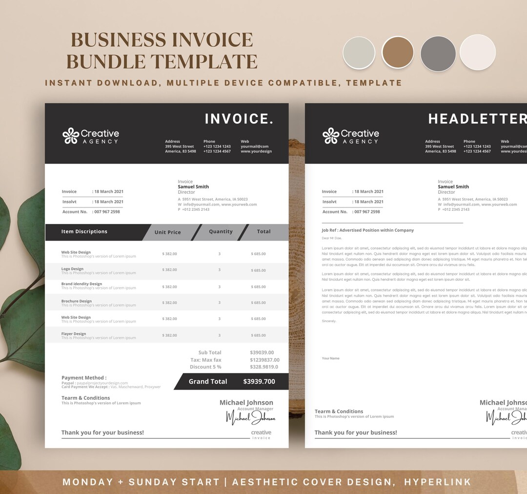 ADHD Freelancer Invoice Template | Simple Business Invoice Bundle for ...