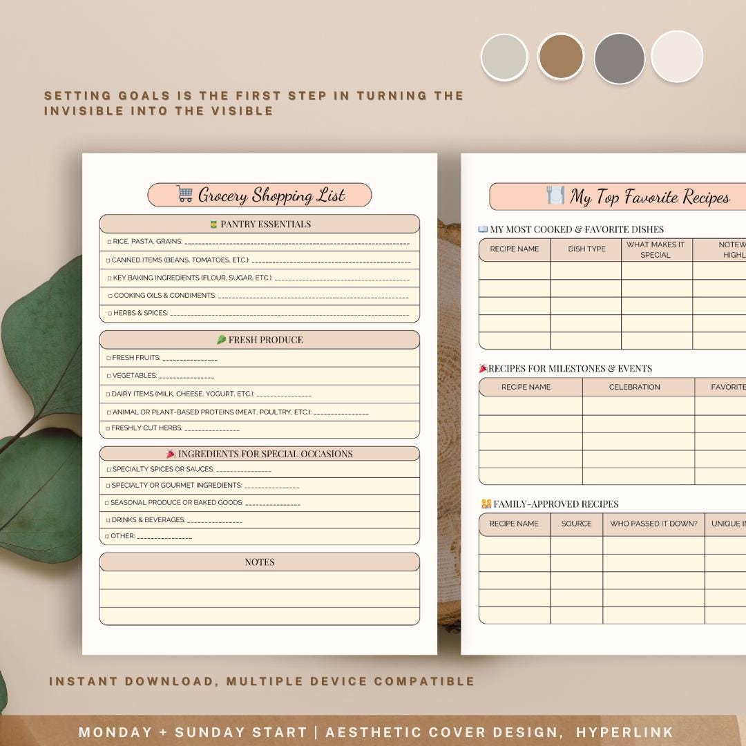 Digital Recipe Journal, Printable Recipe Organizer, Cooking Journal ...