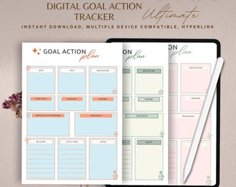 ADHD Goal Planner Printable | Break Big Goals into Small Steps for Overwhelm | Action Tracker for Procrastinators | Digital Download