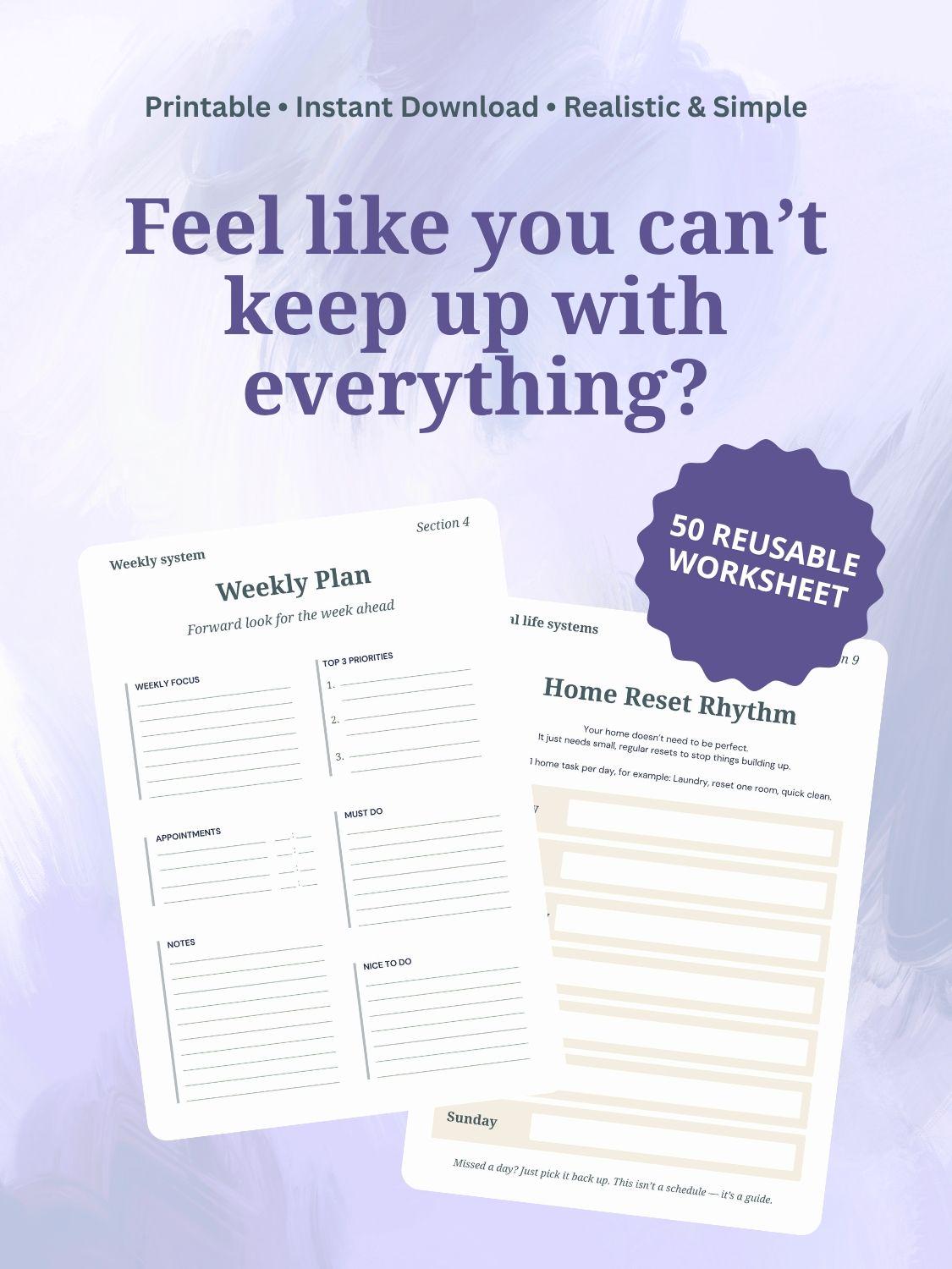 Real Life Reset System Printable | Advanced Life Planner for Busy Women ...