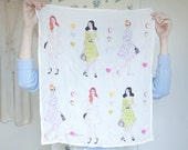 Sunday Stroll - Silk scarf printed with an original illustration by Caitlin Shearer