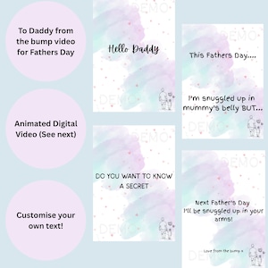 Video animato carino "Ciao papà" / Per il futuro papà / Prima festa del papà / Modello Canva completamente modificabile / Biglietto digitale "Dalla pancia" per papà