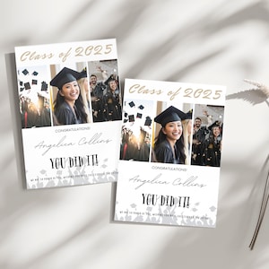 de félicitations pour l'obtention du diplôme de la promotion 2025 | carte de fin d'études senior modifiable | Invitation à une fête des diplômés moderne - Téléchargement numérique instantané - Imprimable