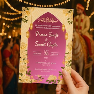 Baraat Wedding Invite Template - Instant Digital Download - Fully Customisable Invitation - Printable Invite