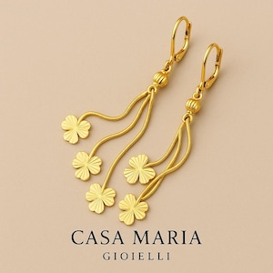 Gioia Thread Tassle Earings - 18K Real Gold  Earrings - AU750 Fine Jewelry for Women - Casa Maria gioielli