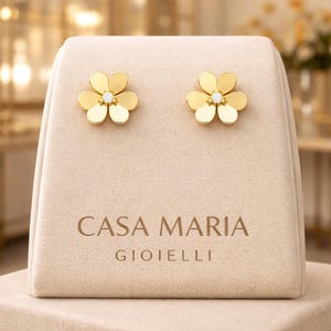 Aretes de rosa en oro de 24 quilates: Casa Maria Gioielli, diamante de 0,32 ct