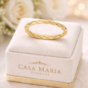 Anello Treccia Luminosa Ring | 14K Solid Gold | Casa Maria Gioielli