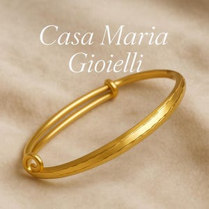 Bracciale Dorato Bangle Bracelet - 18K Solid Gold Unisex Smooth Bangle - Casa Maria Gioielli