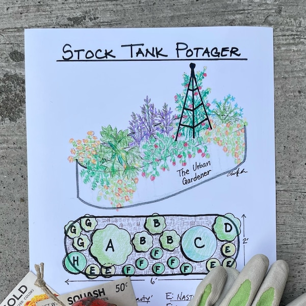 Stock Tank Potager Garden Planting Instructions Digital Download