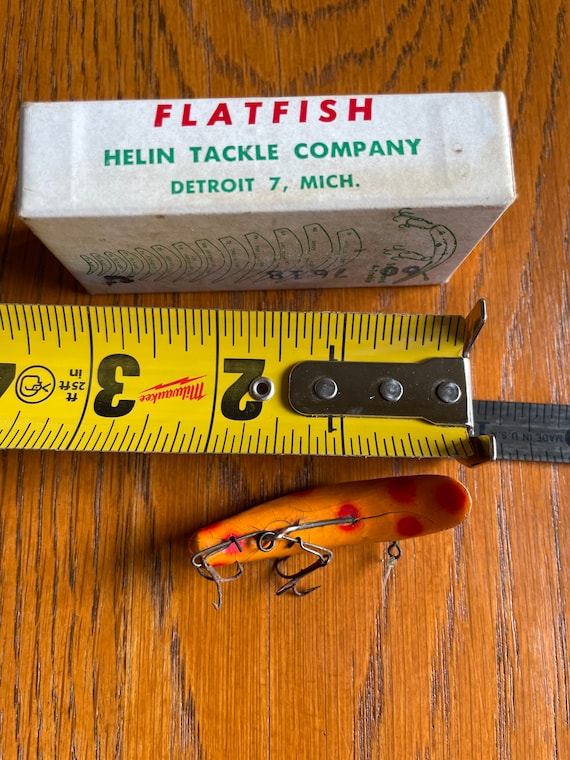 Vintage Helin Tackle Company Flatfish Lure With Box F6 Orange With