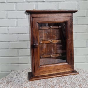 Teak Key Cabinet, 9-Key Storage, 14 Inch, Elegant Wood Key Organizer, Stylish Wall-Mounted Key Holder for Home & Office, small key cabinet.