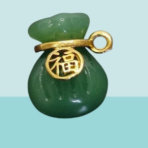 Green Jade Gourd Pendant, Brings Wealth & Good Luck, 1.4x1.6 cm, Elegant Lucky Charm Necklace, Feng Shui Jewelry