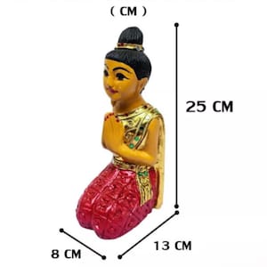 Nang Wai Carved Sculpture, Thai Traditional Home Decoration, Handcrafted 10-inch Nang Phanom Statue,handmade thai statue,thai art figure.