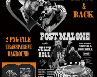 Post Malone With Jelly Roll PNG File, The Big Ass Stadium Tour Digital FILE, PNG Ready print to T-Shirt