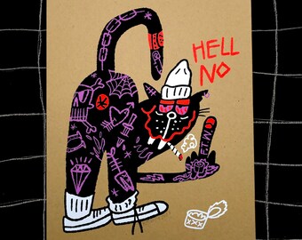 Hell No Kitty screen print poster
