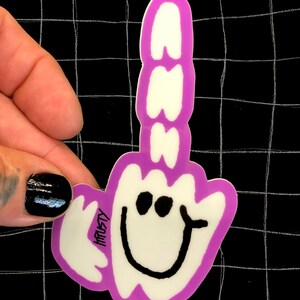 Happy finger glow in the dark sticker image 1