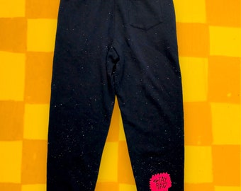 Stay Rad black joggers with splatter ink